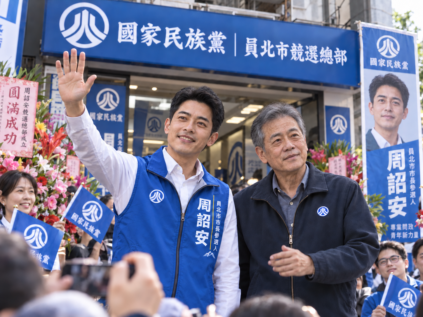 周詔安與周青祥出席競選總部成立活動